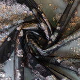 Tela para vestidos de noche y eventos de organza floral negra de Sahsa Haute Couture, 150 cm x 100 cm - 31108 40000